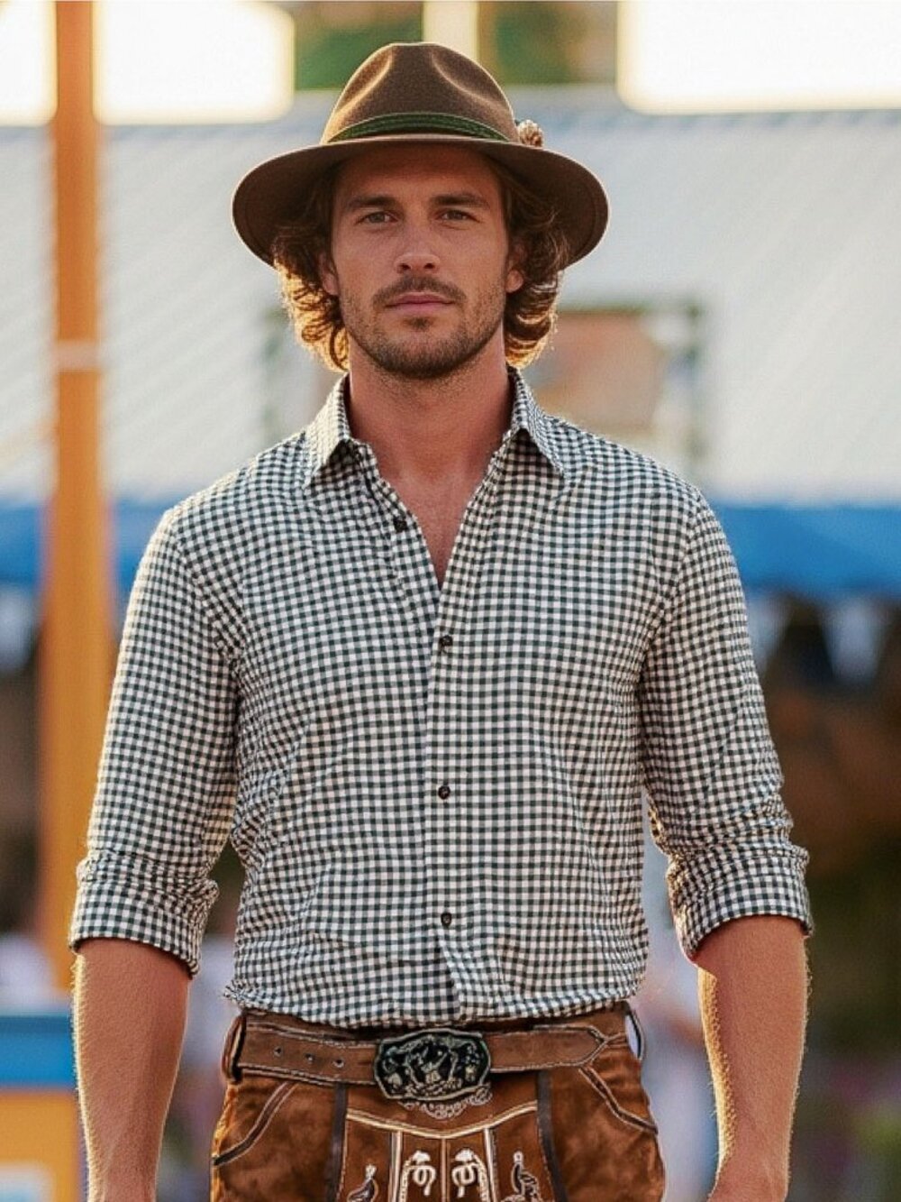 Men’s Authentic Bavarian Shirt  Green Oktoberfest Casual Style